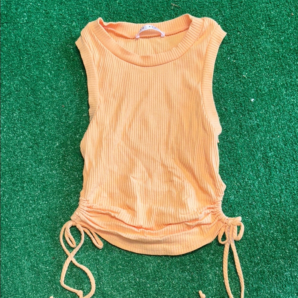 Orange Sleeveless Ribbed crop Top